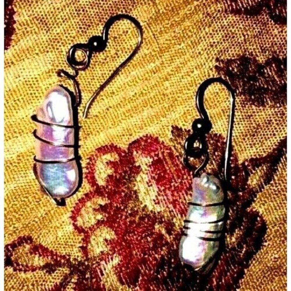 Mother of Pearl Oyster Dangle Earrings